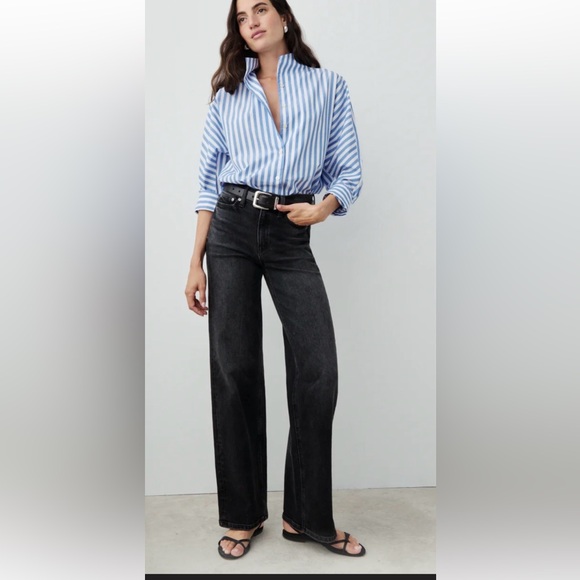 AYR Denim - AYR The Secret Sauce Size 26 R Date Night Washed Black Loose Straight Leg